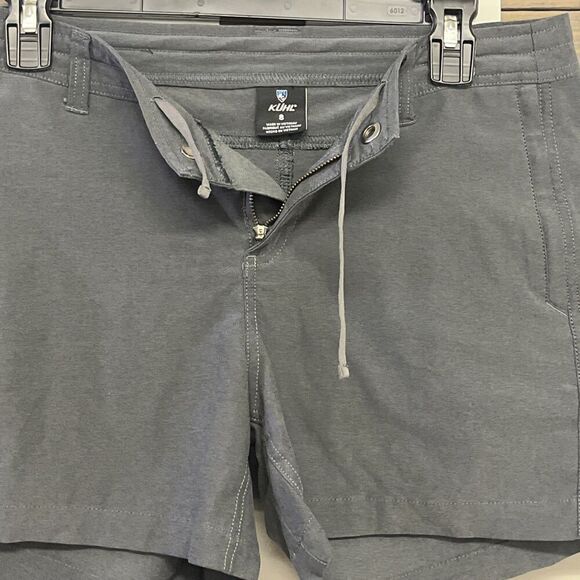 Kuhl Women's Dark Grey Snap Zipper Shorts With Zipper Drawstrings-Size 8 - Picture 4 of 11